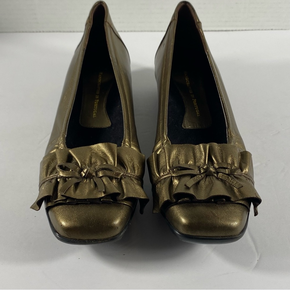 1803 Handmade in Portugal Ballet Flats Size US 9.5/ EU 40 Gold Bow